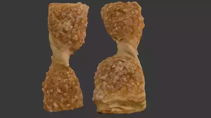 Sugar-Coated Pastry Twist 3D Scan Low-poly 3D model