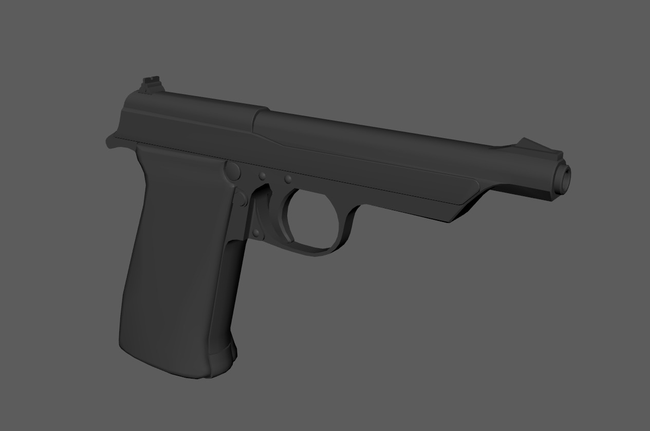 Circa1940 Walther Olympia Hunter 22LR Pistol  Low-poly 3D model_1