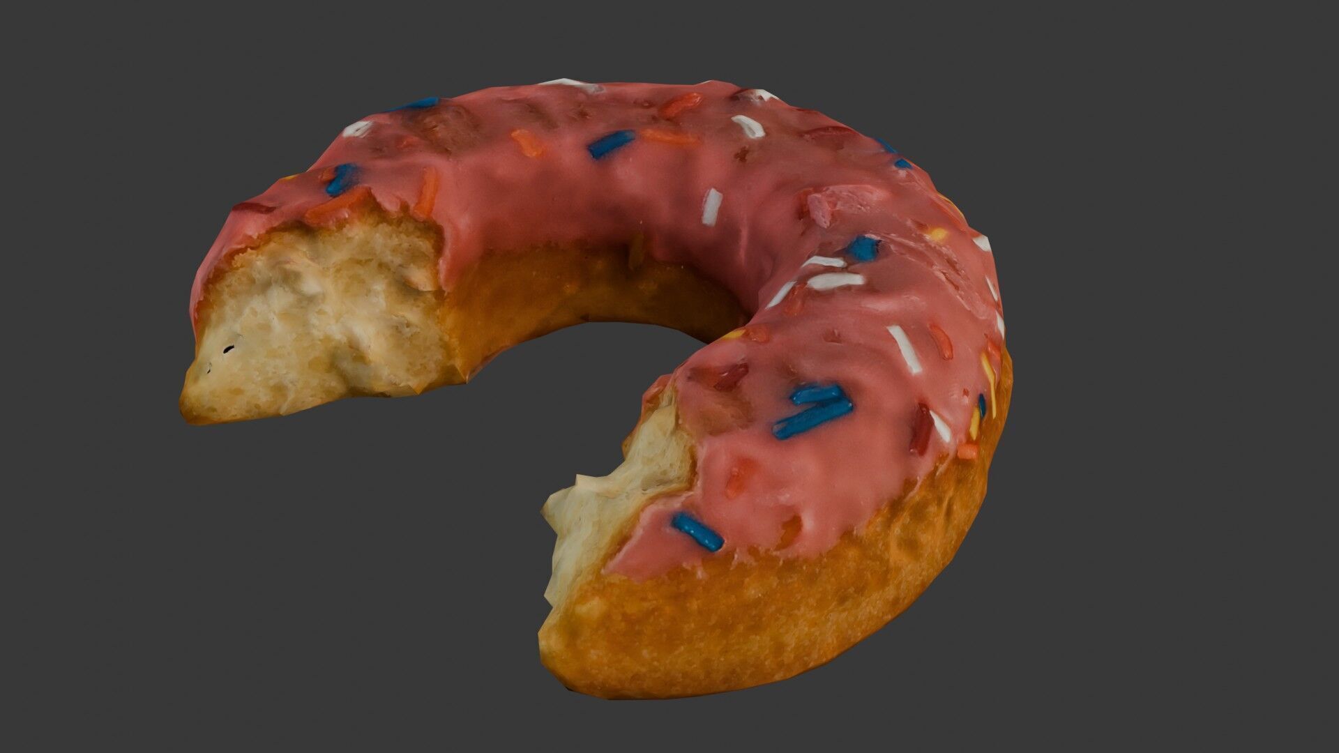 Bitten Donut 3D Scan Low-poly 3D model_1
