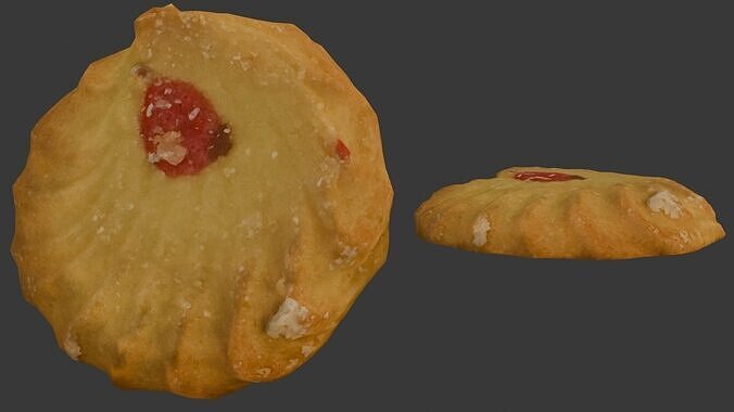 3D Scan of a Butter Cookie with Jam Center Low-poly 3D model