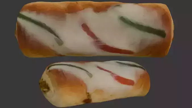 Stuffed Bread Roll Scan Low-poly 3D model