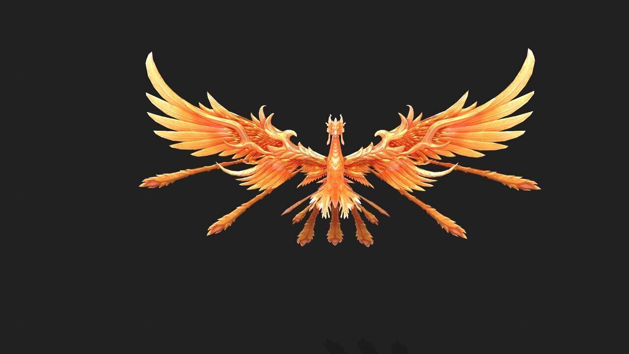 4 complete Fire Phoenix animations Low-poly 3D model_9