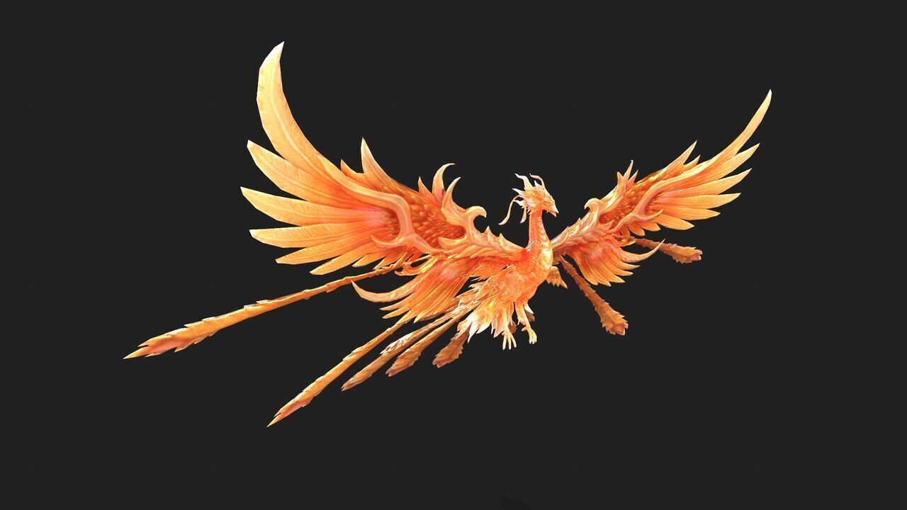 4 complete Fire Phoenix animations Low-poly 3D model_7