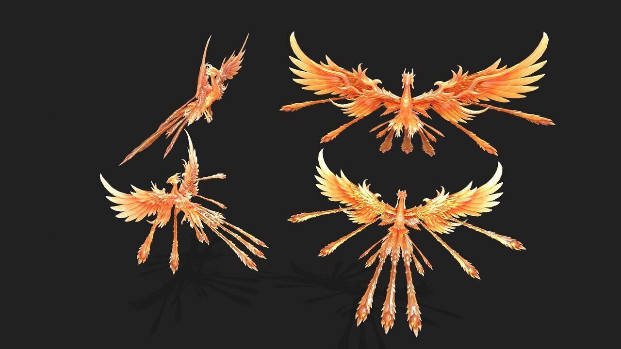 4 complete Fire Phoenix animations Low-poly 3D model_5