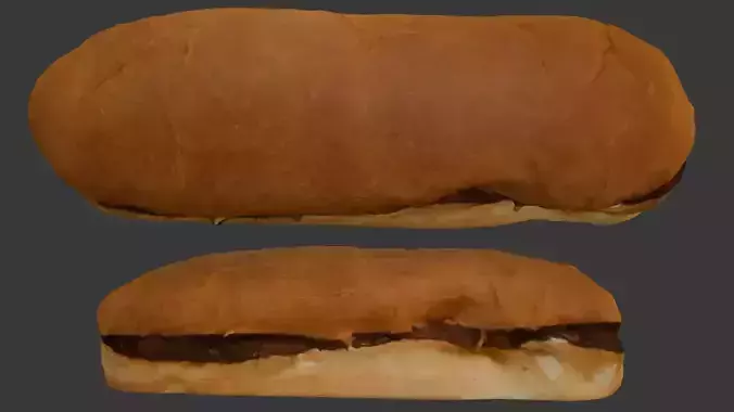 Chocolate-Filled Bread Roll Scan Low-poly 3D model