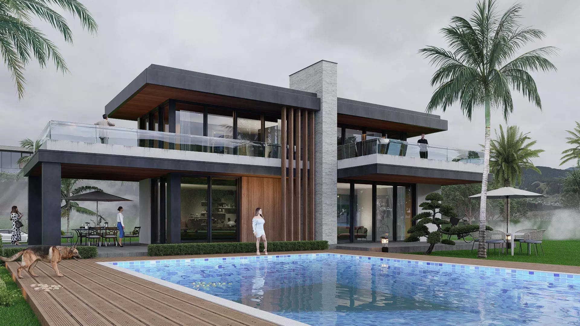 villa Low-poly 3D model_0