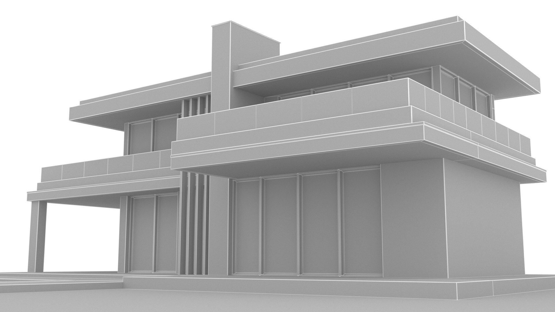 villa Low-poly 3D model_8