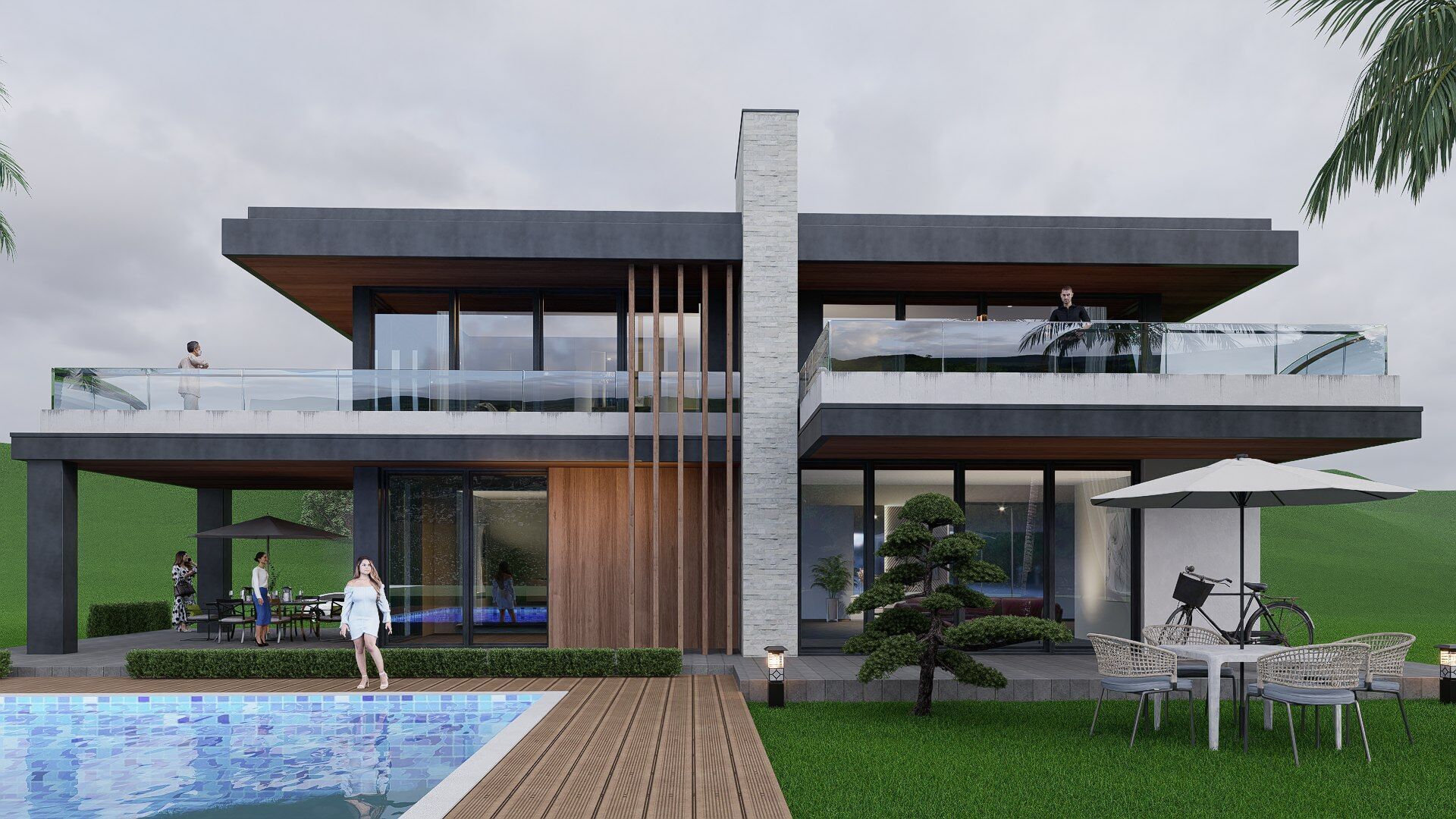 villa Low-poly 3D model_4