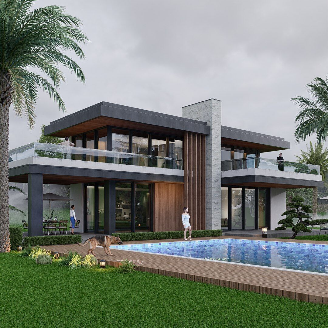 villa Low-poly 3D model_2