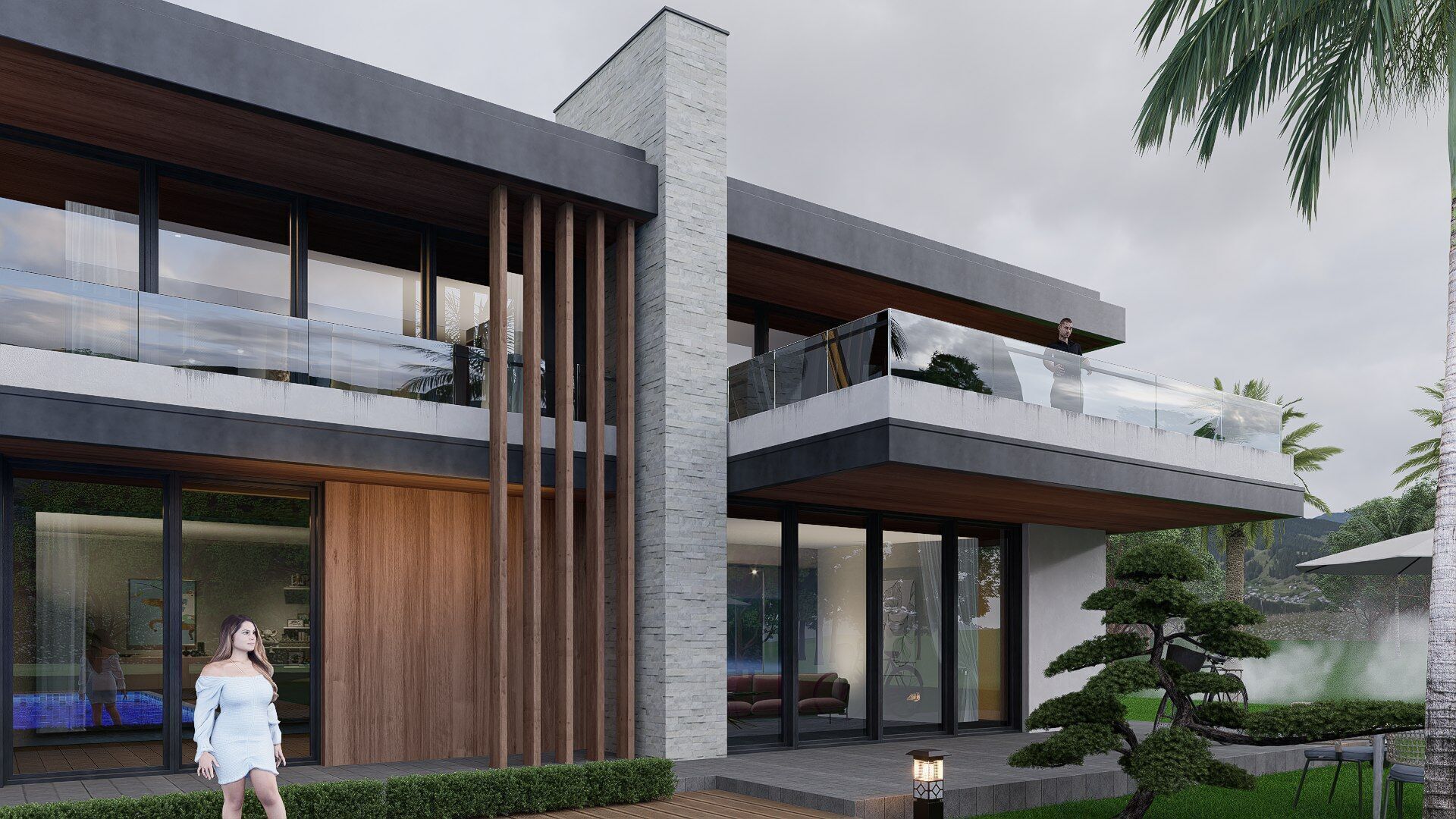 villa Low-poly 3D model_3