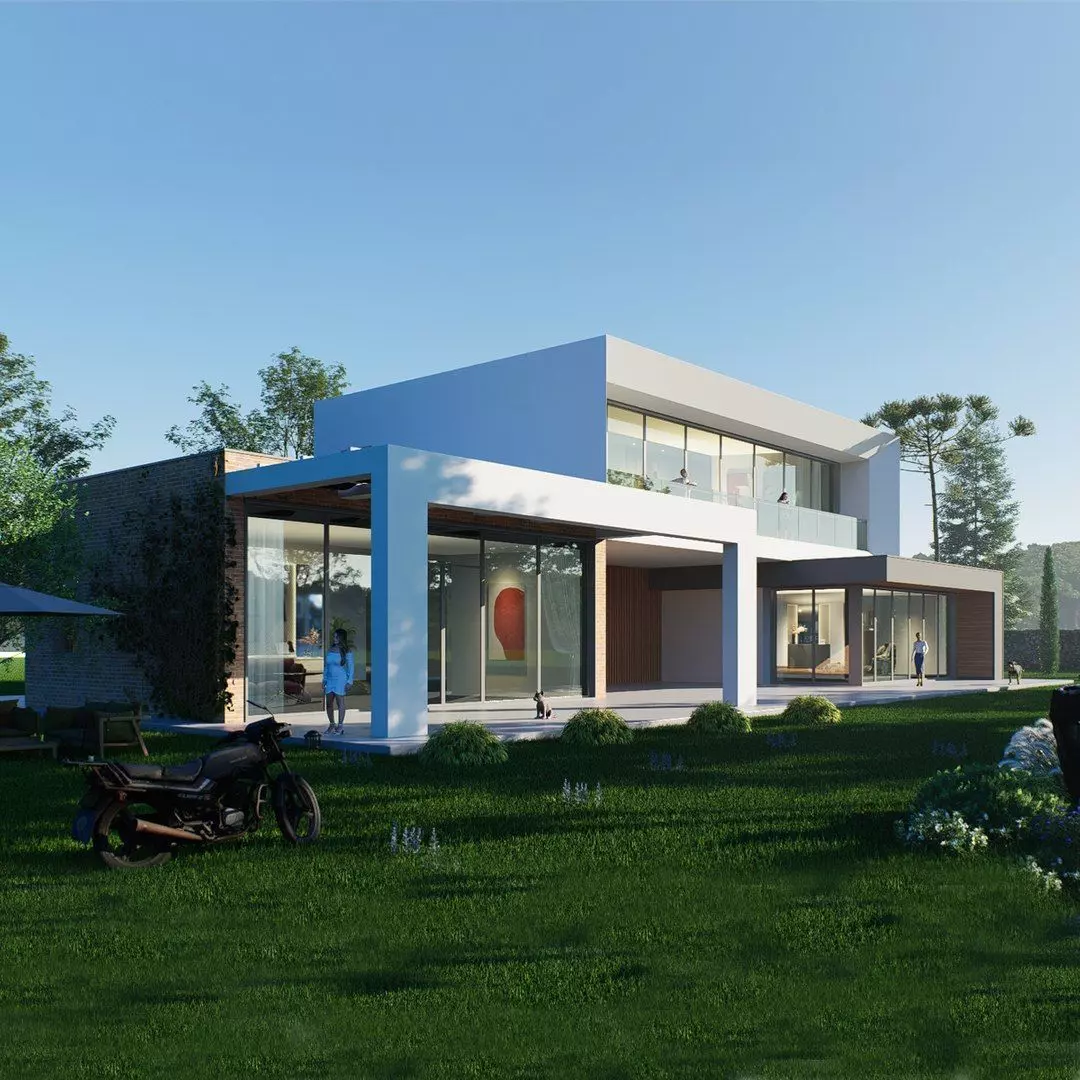 villa Low-poly 3D model_0