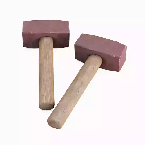 Industrial Wooden Hammer 06 Low-poly 3D model