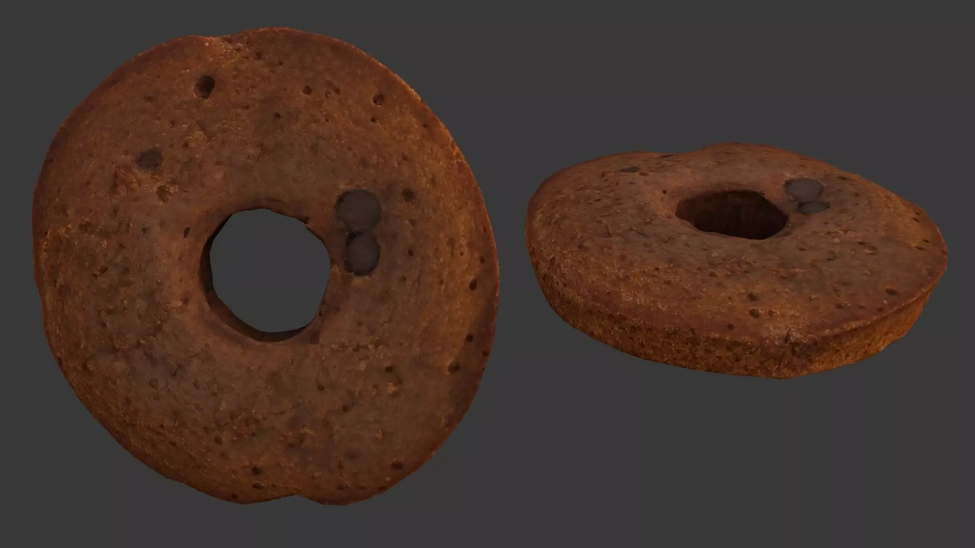 Chocolate Chip Bagel Scan Low-poly 3D model_0