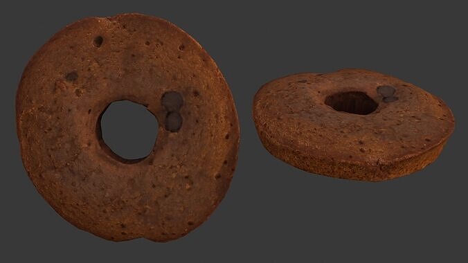 Chocolate Chip Bagel Scan Low-poly 3D model