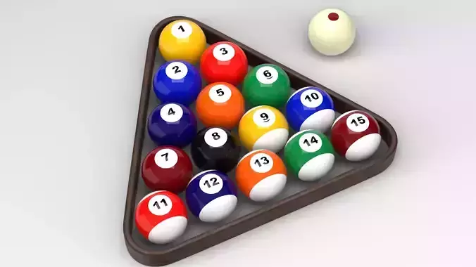 Billiard Balls Set Perfectly Smooth Quad Mesh no N-gons