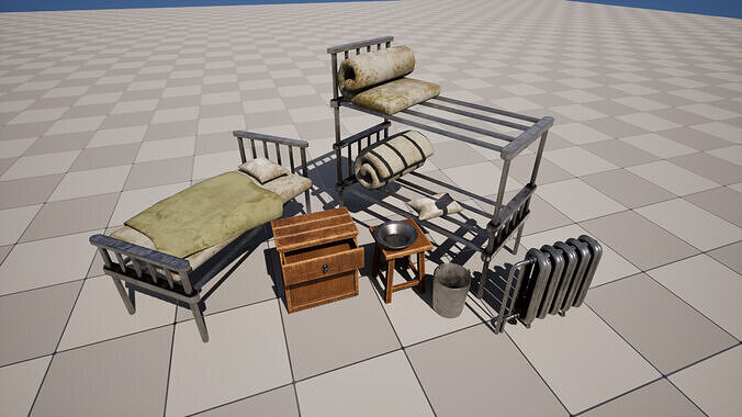 Urban Interior Props Low-poly 3D model