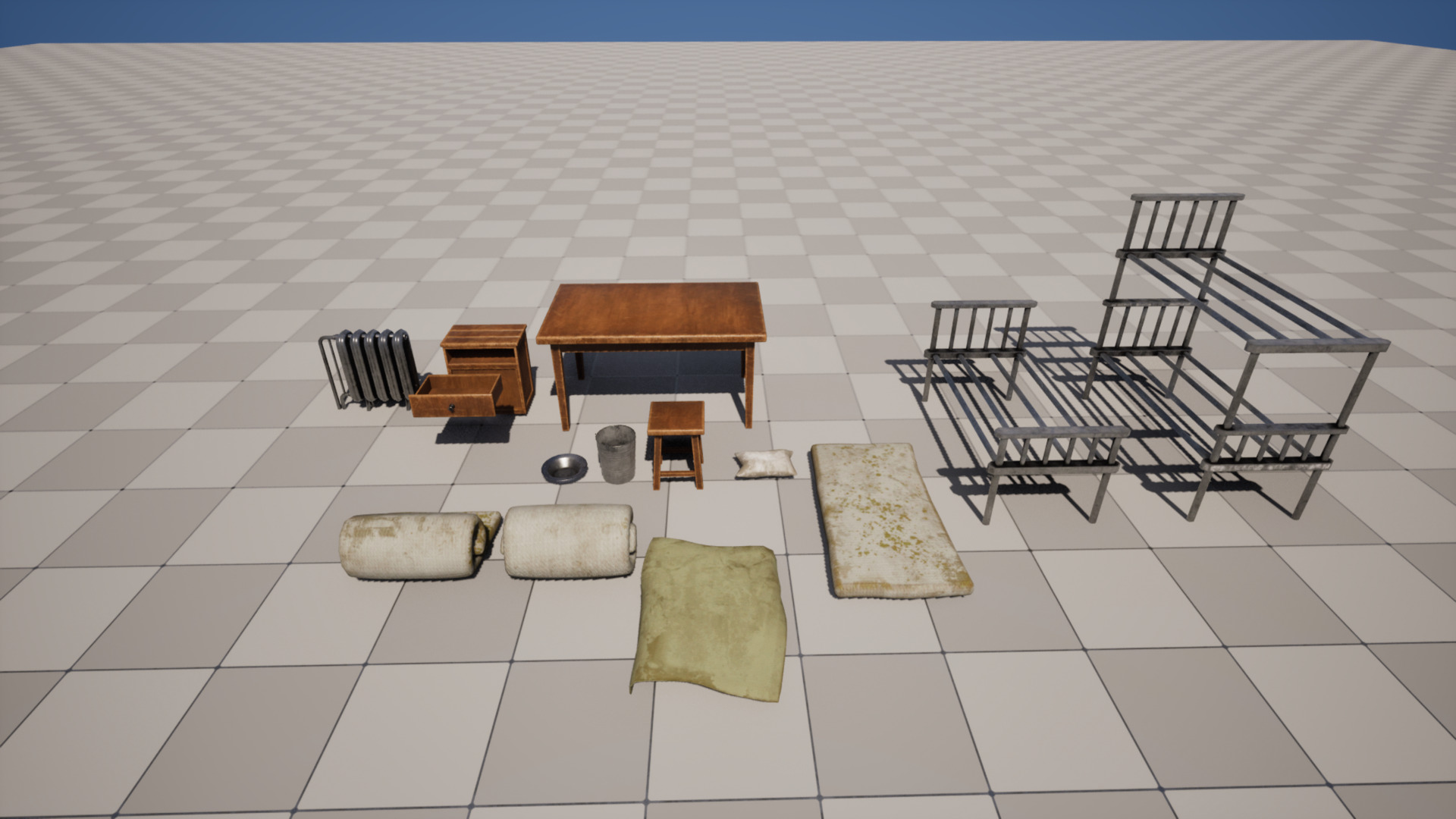 Urban Interior Props Low-poly 3D model_1