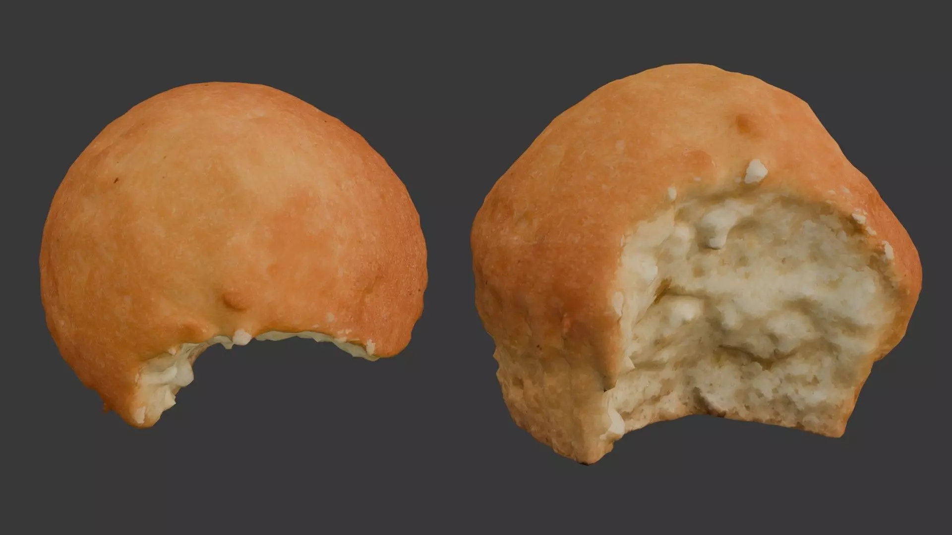 Bitten Bread Roll 3D Scan Low-poly 3D model_0