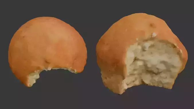 Bitten Bread Roll 3D Scan