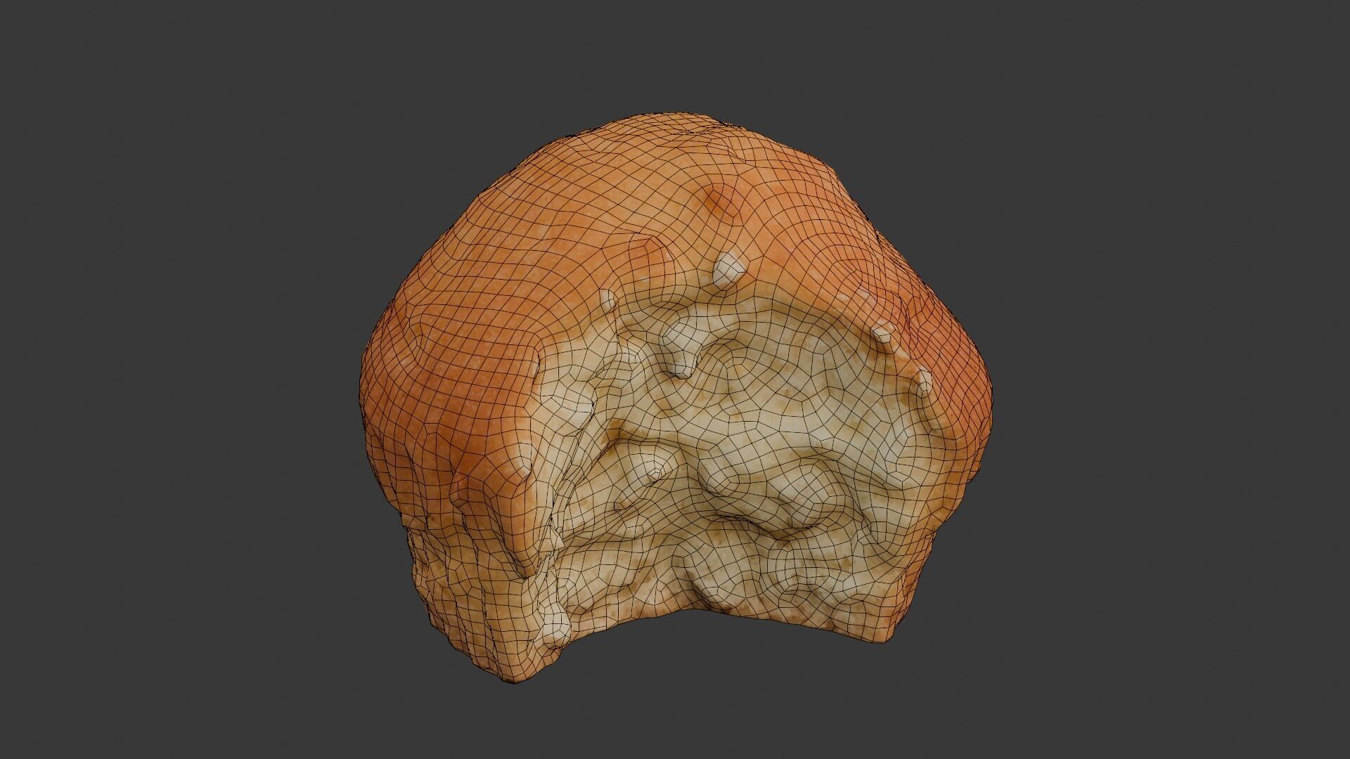 Bitten Bread Roll 3D Scan Low-poly 3D model_2
