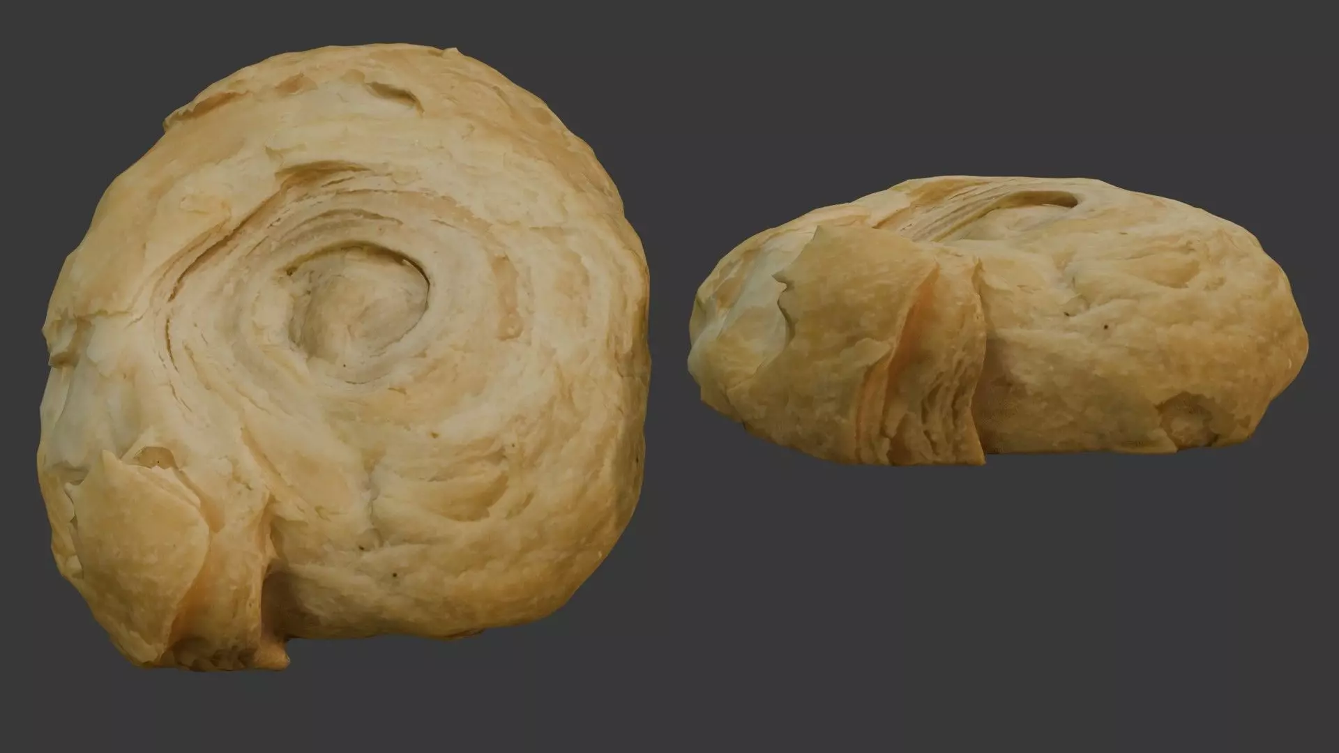 Flaky Pastry Swirl 3D Scan Low-poly 3D model_0