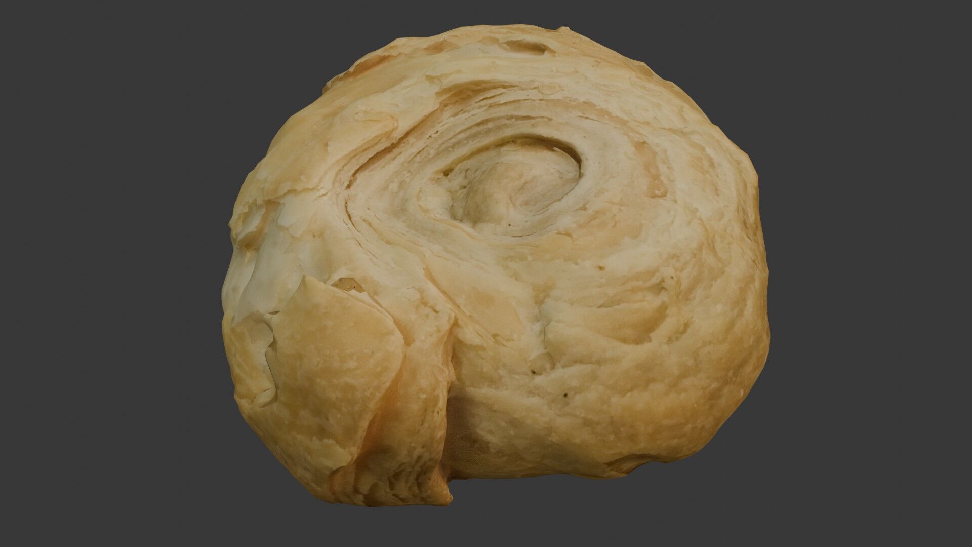 Flaky Pastry Swirl 3D Scan Low-poly 3D model_1