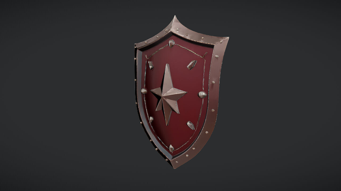 Decorative medieval shield 3D model_1