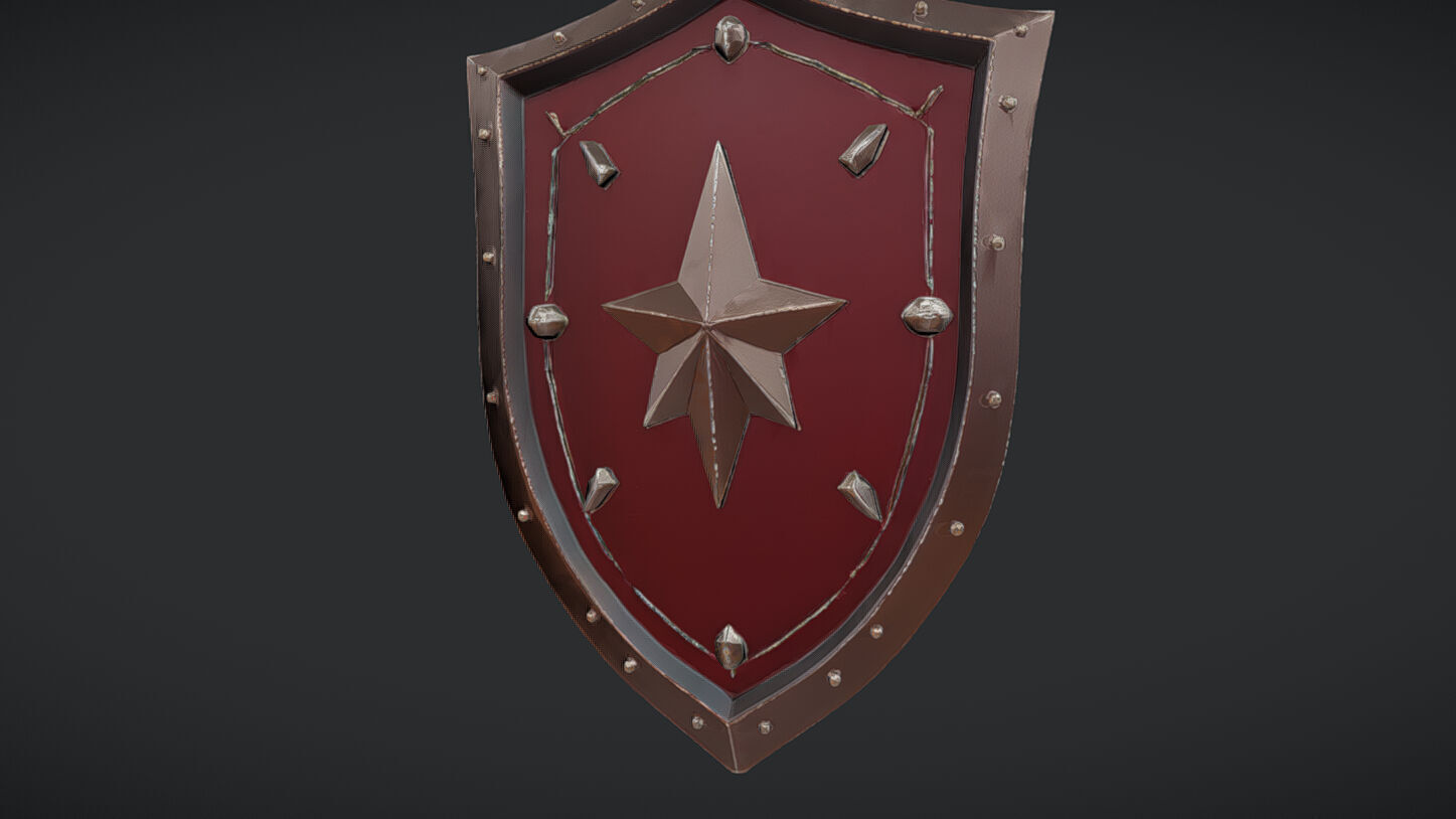 Decorative medieval shield 3D model_4