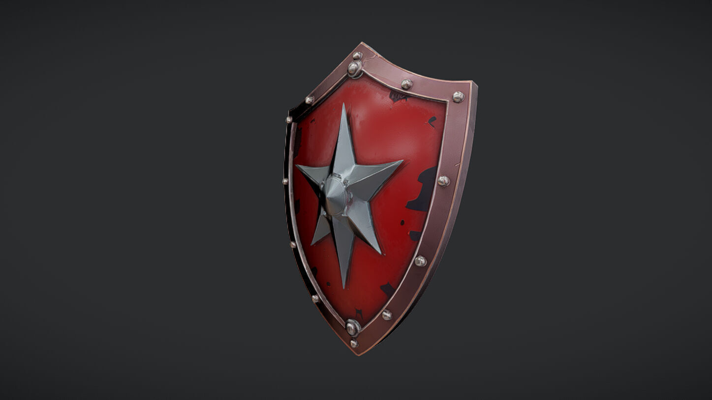 Decorative shield with star emblem 3D model_1