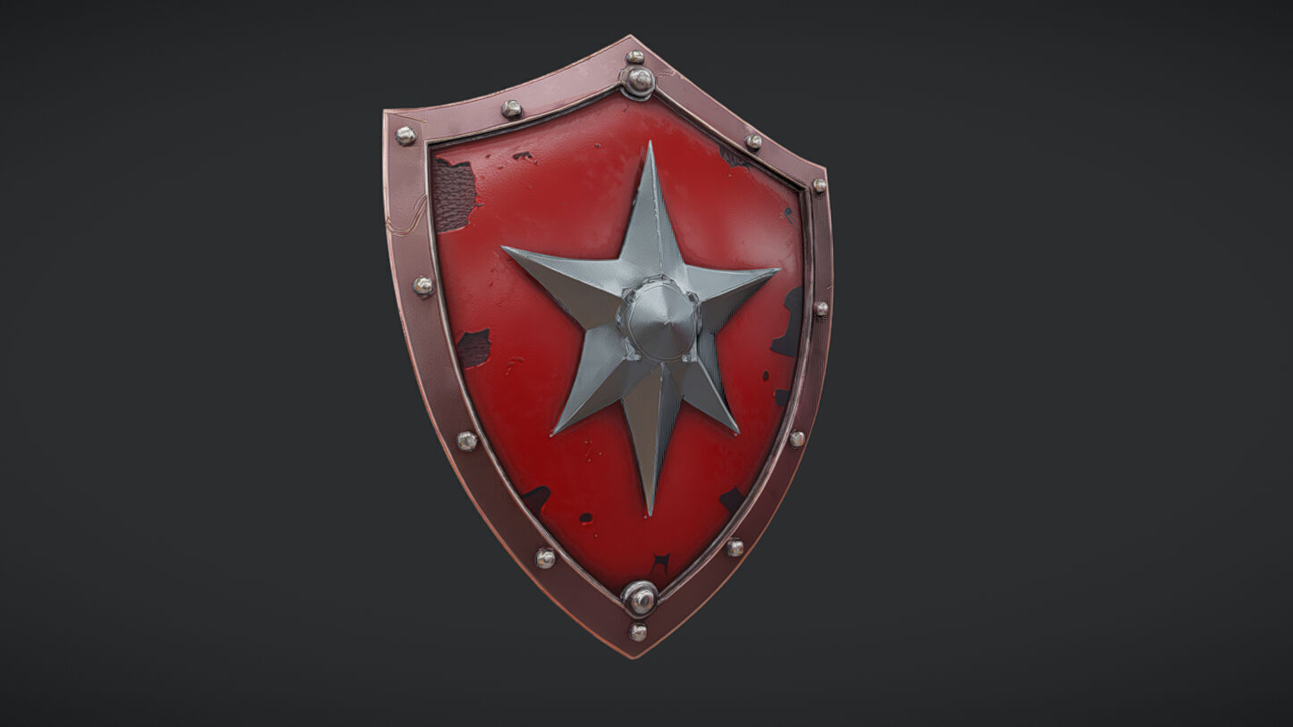 Decorative shield with star emblem 3D model_4
