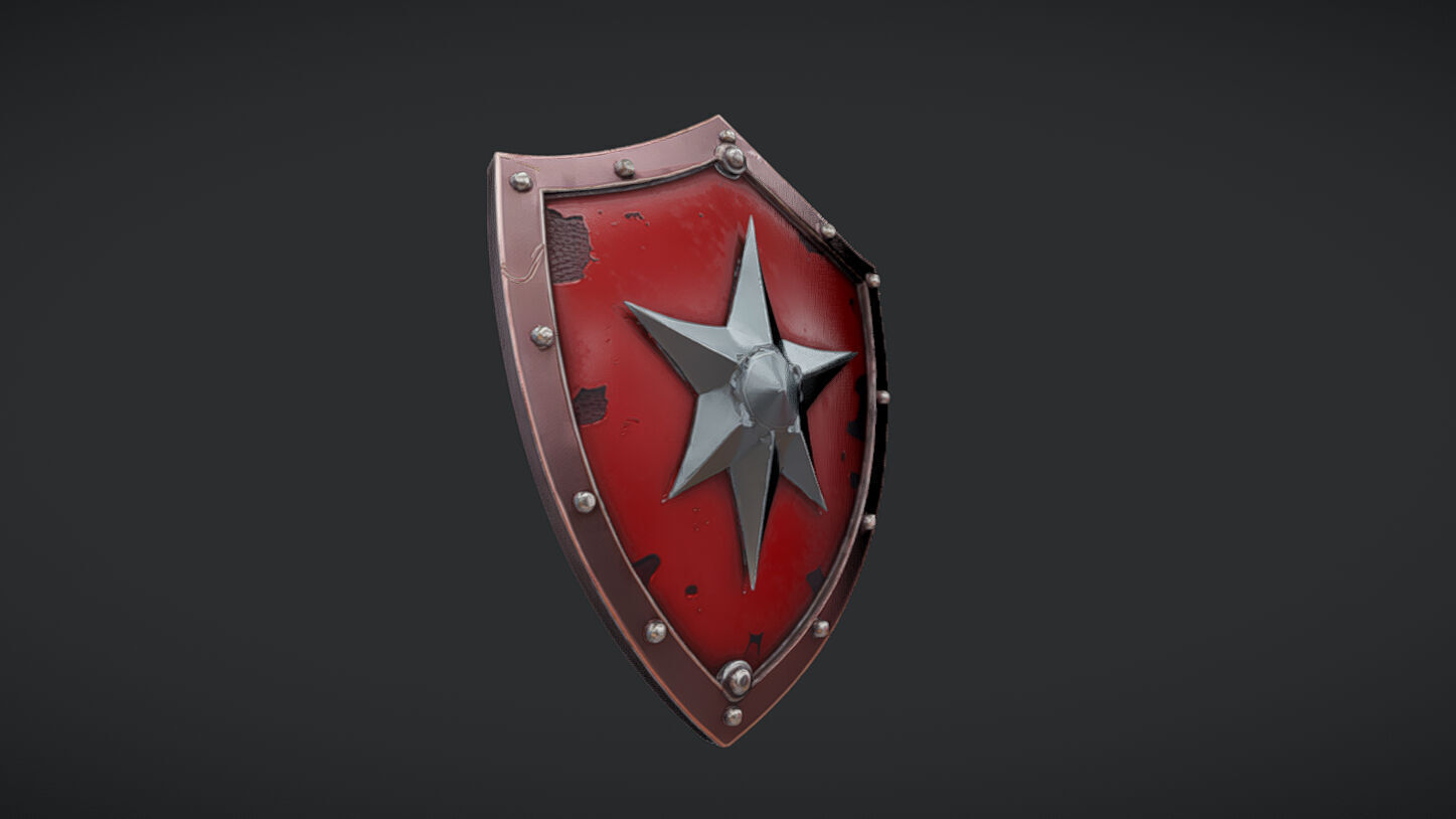 Decorative shield with star emblem 3D model_3
