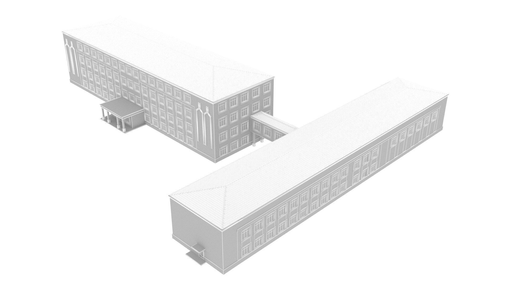 school Low-poly 3D model_8
