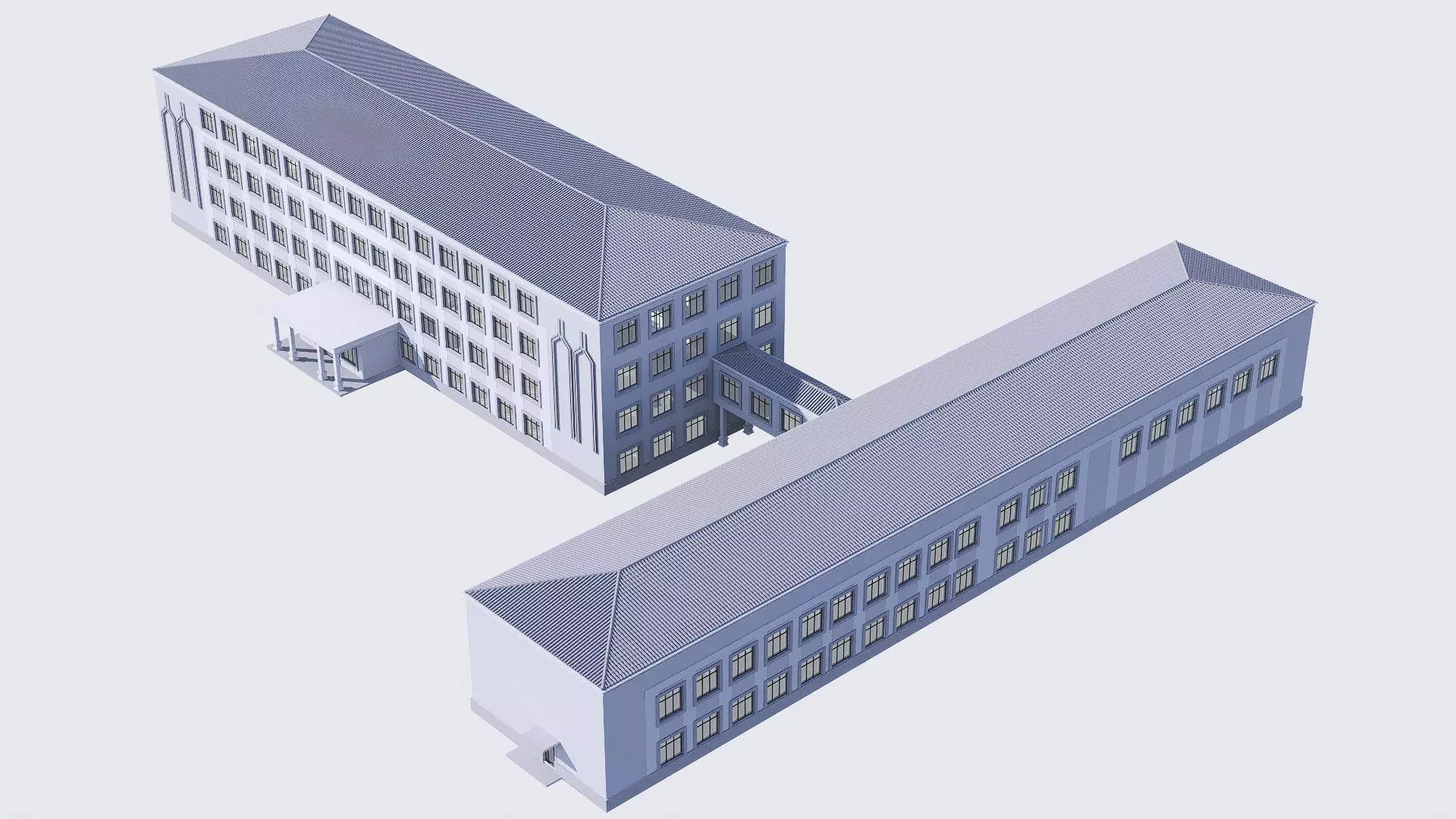 school Low-poly 3D model_0