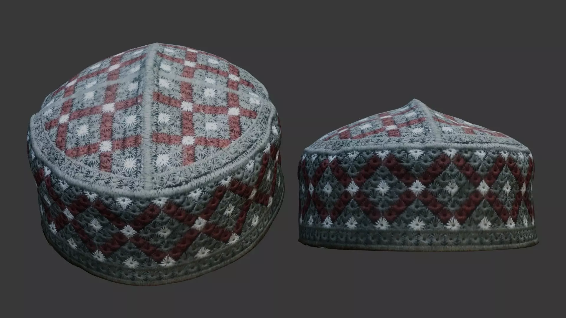 Traditional Embroidered Cap - 3D Scan Low-poly 3D model_0
