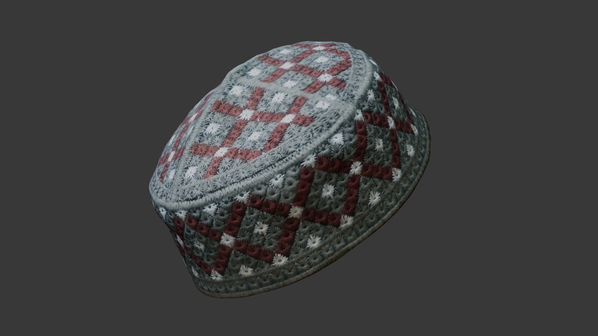 Traditional Embroidered Cap - 3D Scan Low-poly 3D model_5