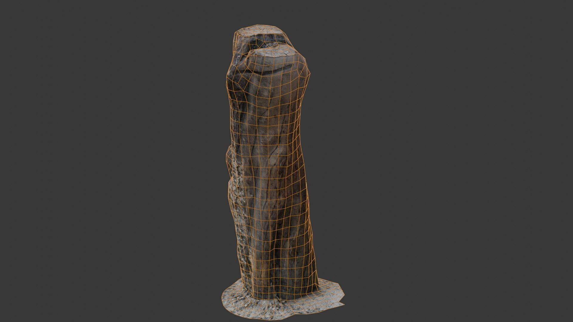 Weathered Tree Stump Low-poly 3D model_2