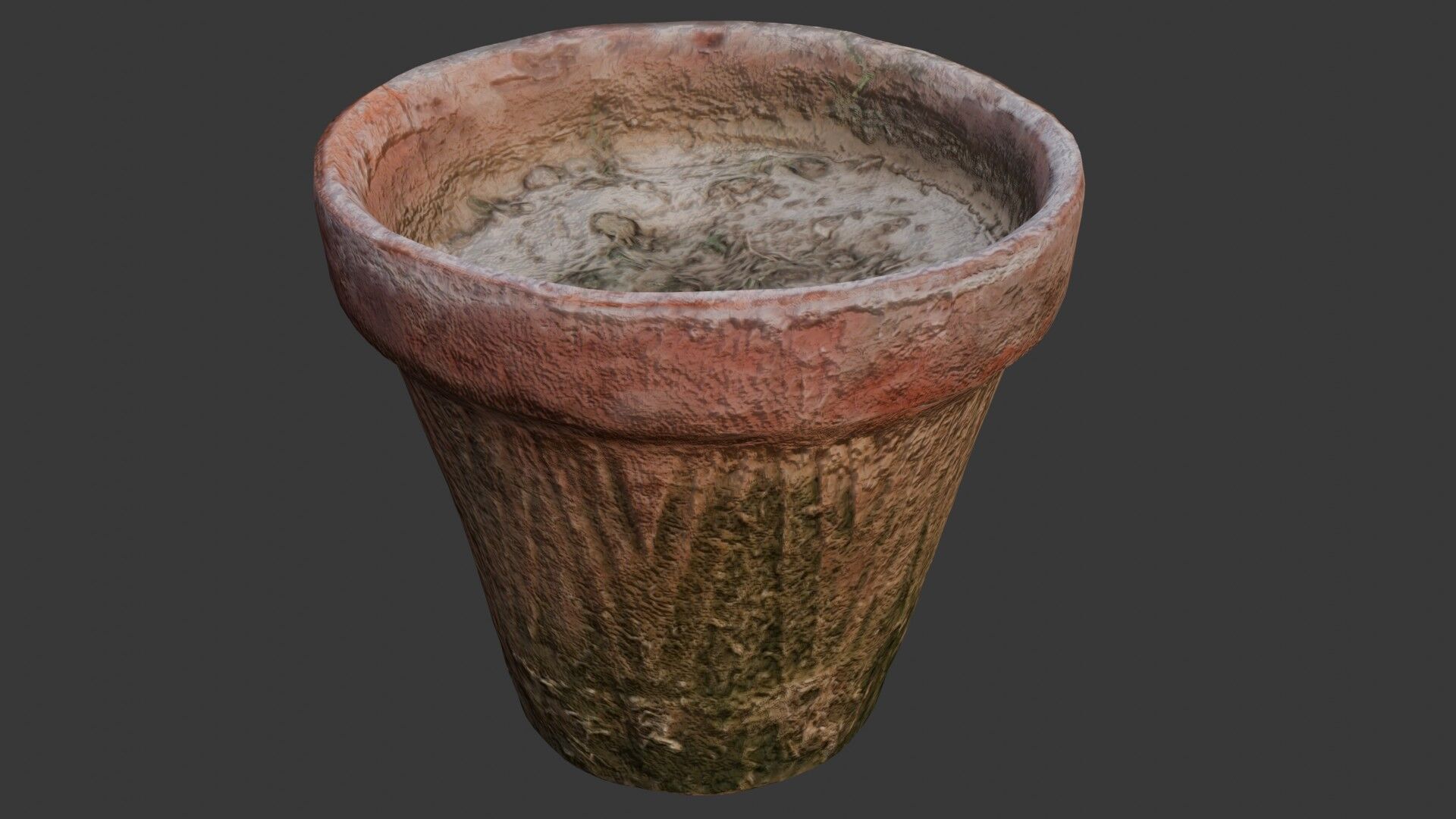 Weathered Clay Pot Low-poly 3D model_1