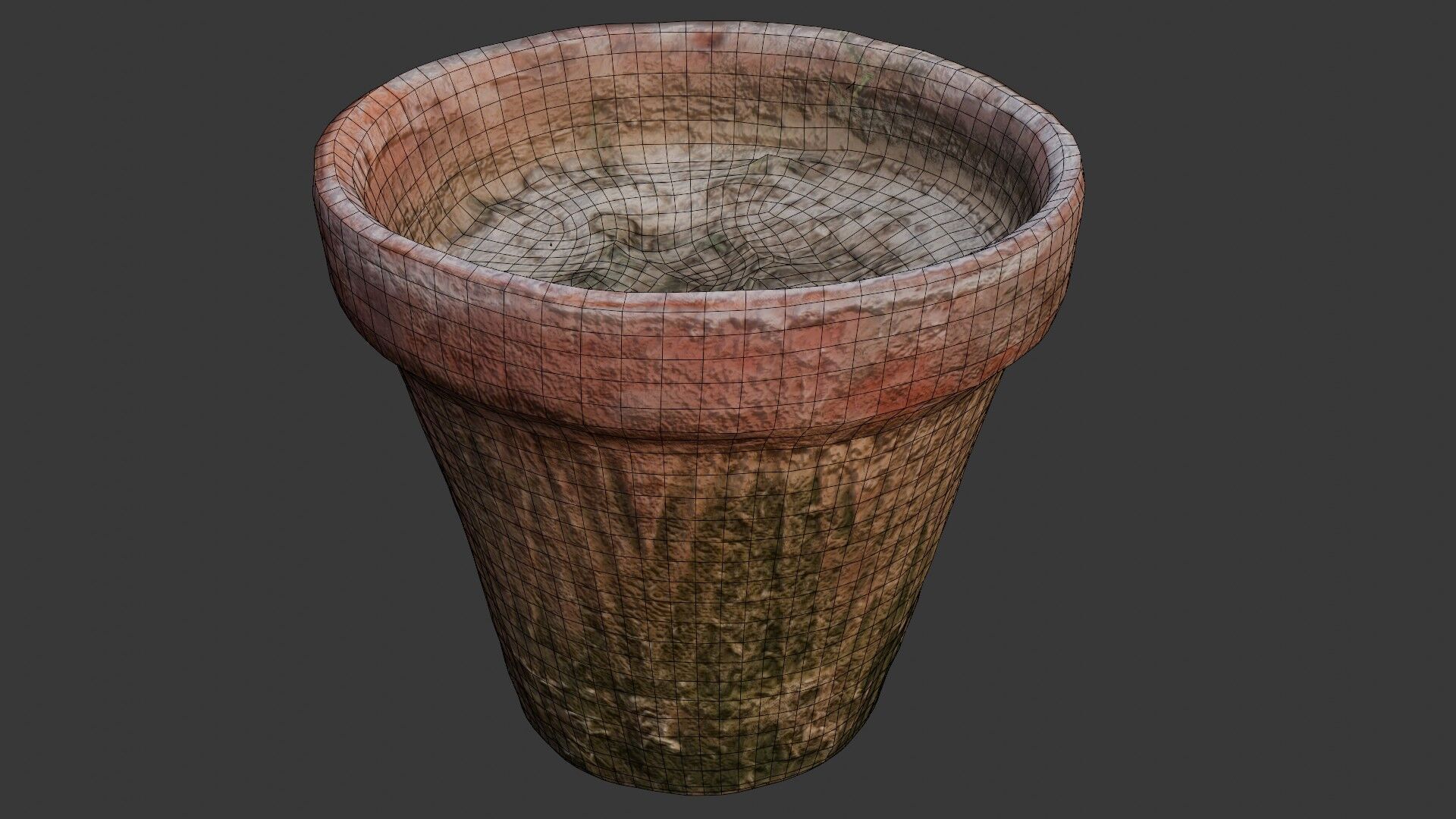 Weathered Clay Pot Low-poly 3D model_2