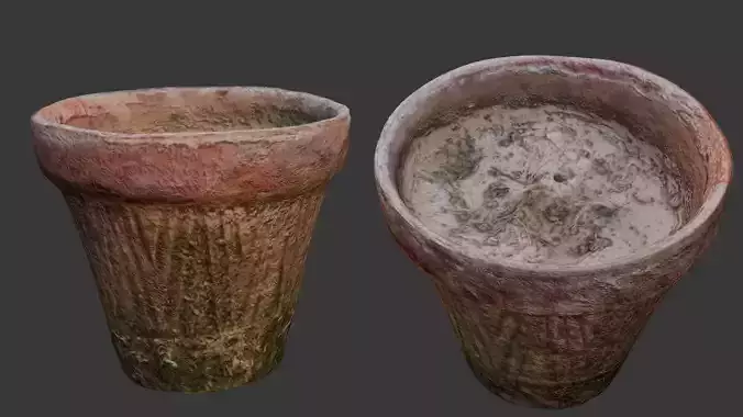 Weathered Clay Pot Low-poly 3D model