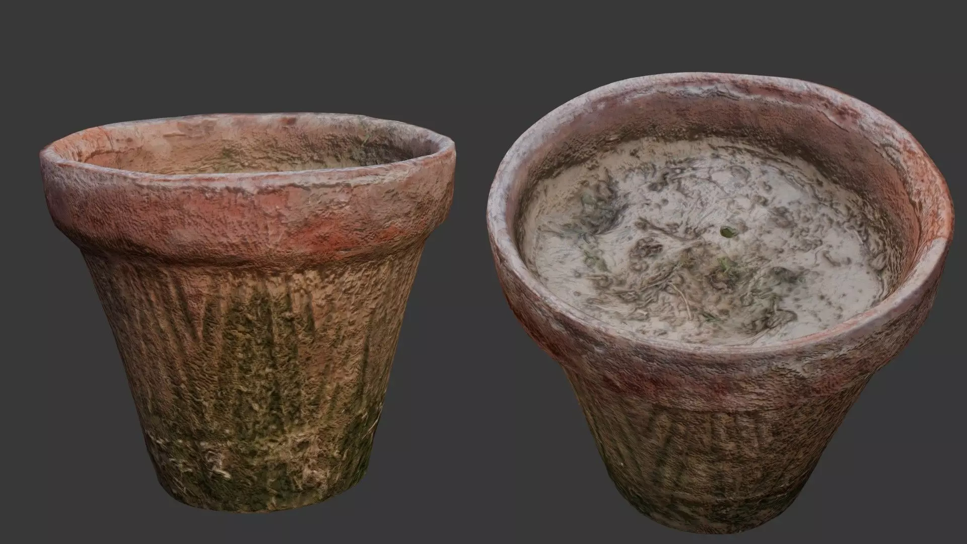 Weathered Clay Pot Low-poly 3D model_0