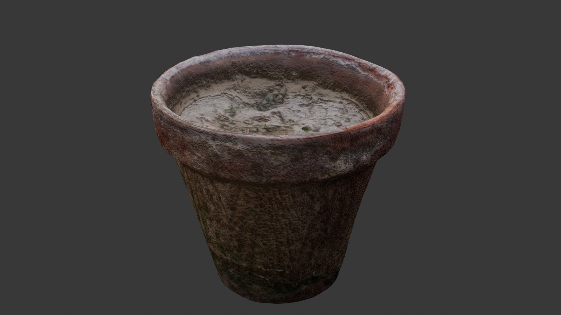 Weathered Clay Pot Low-poly 3D model_6