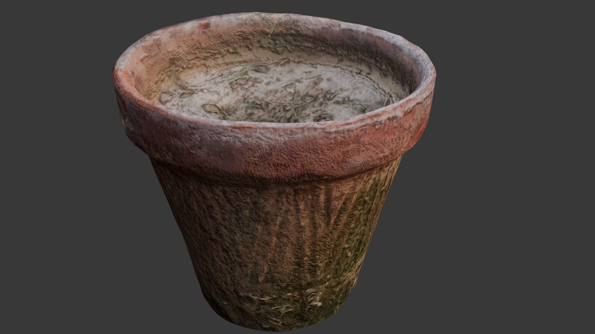 Weathered Clay Pot Low-poly 3D model_4