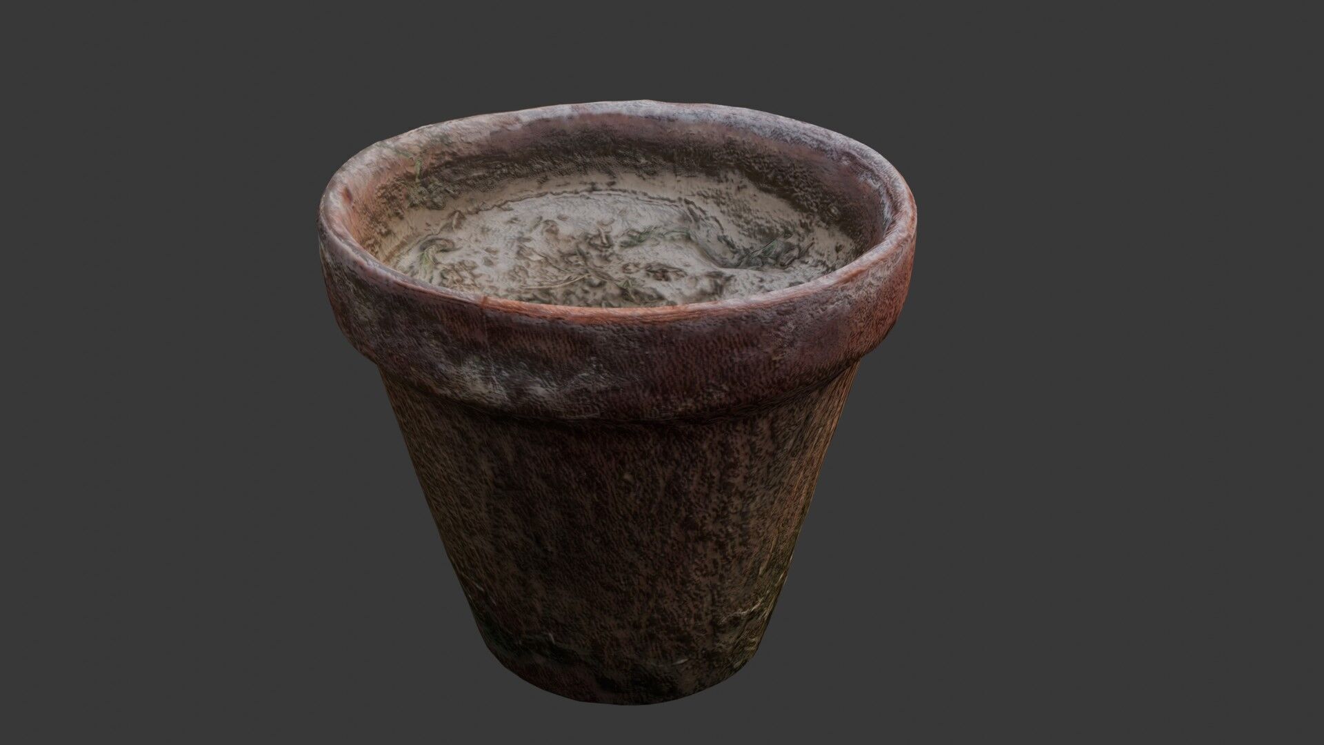 Weathered Clay Pot Low-poly 3D model_5