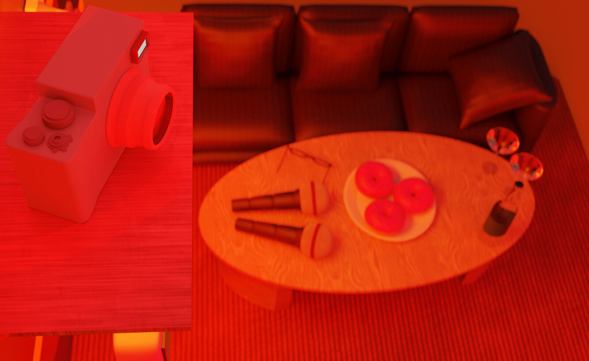 Red Karaoke Room - Isometric Low-poly 3D model_2