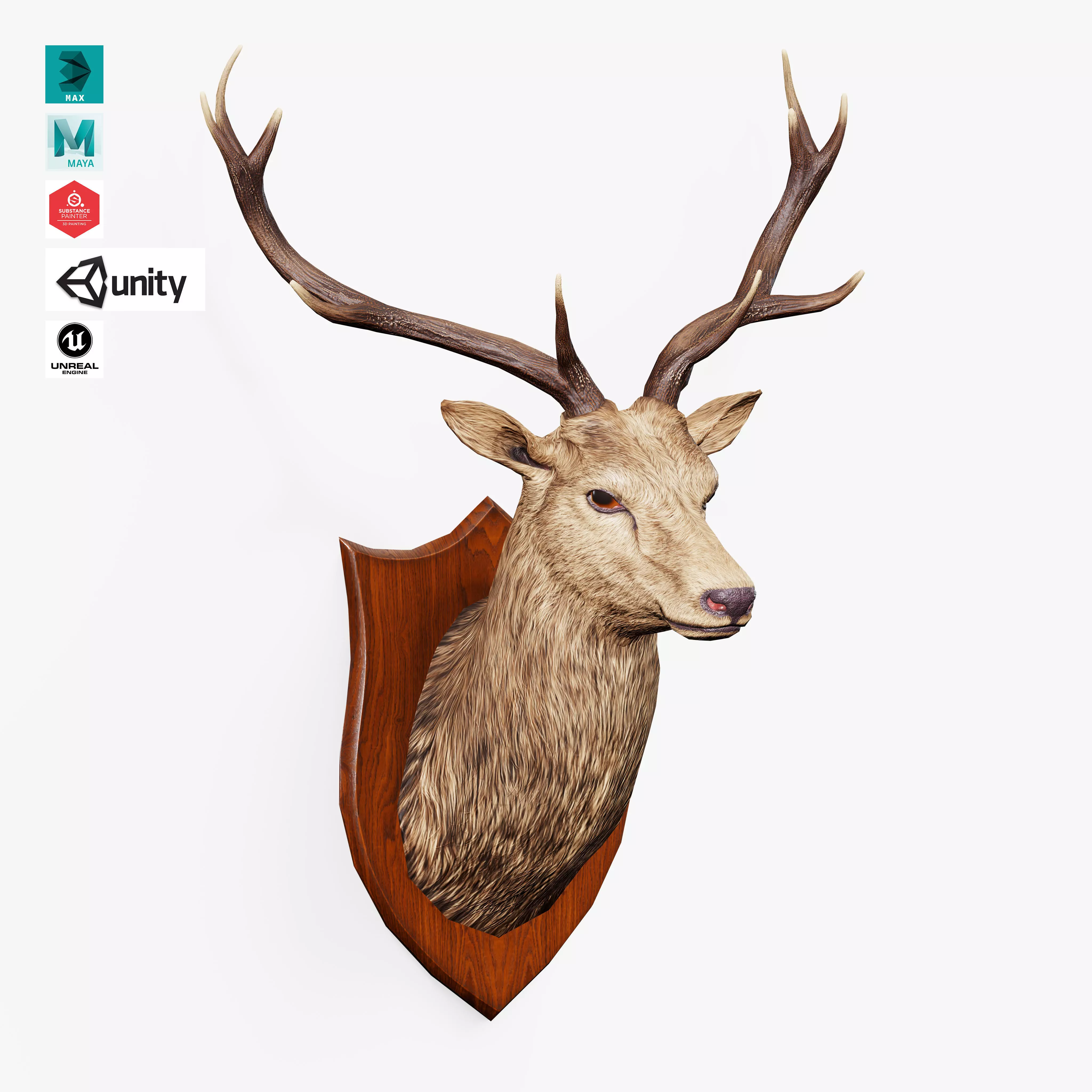 Trophy Deer Stag Low-poly 3D model_0