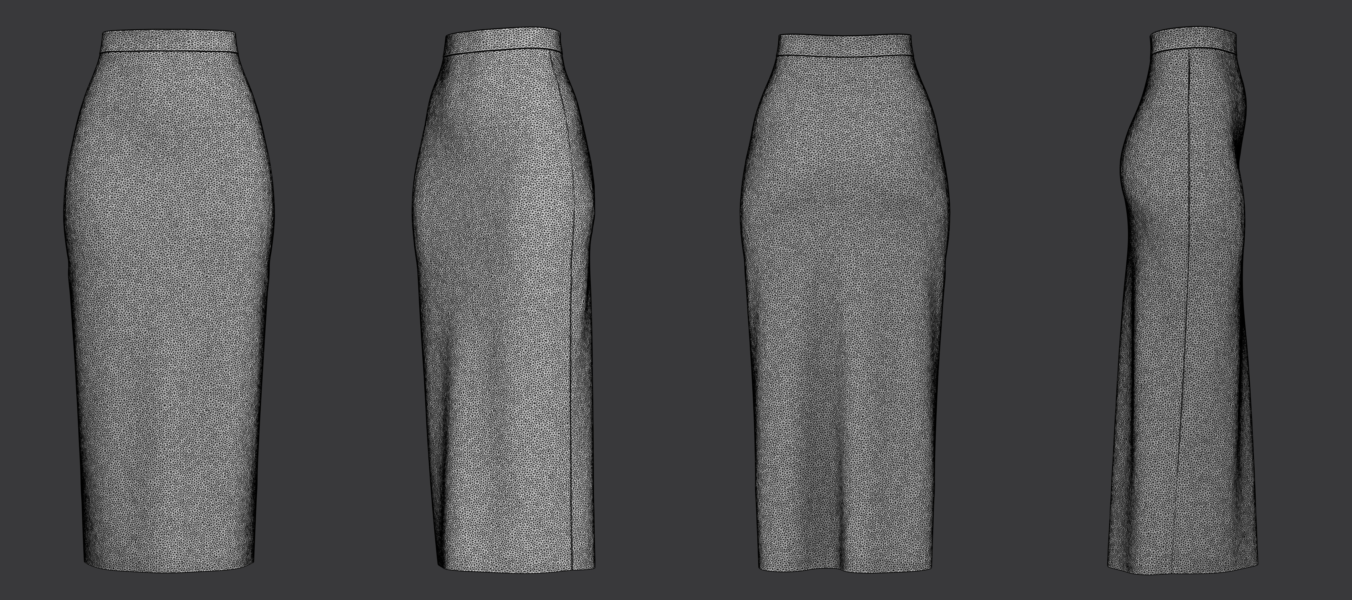 Turtleneck Sweater and Midi Skirt Set 3D model_25