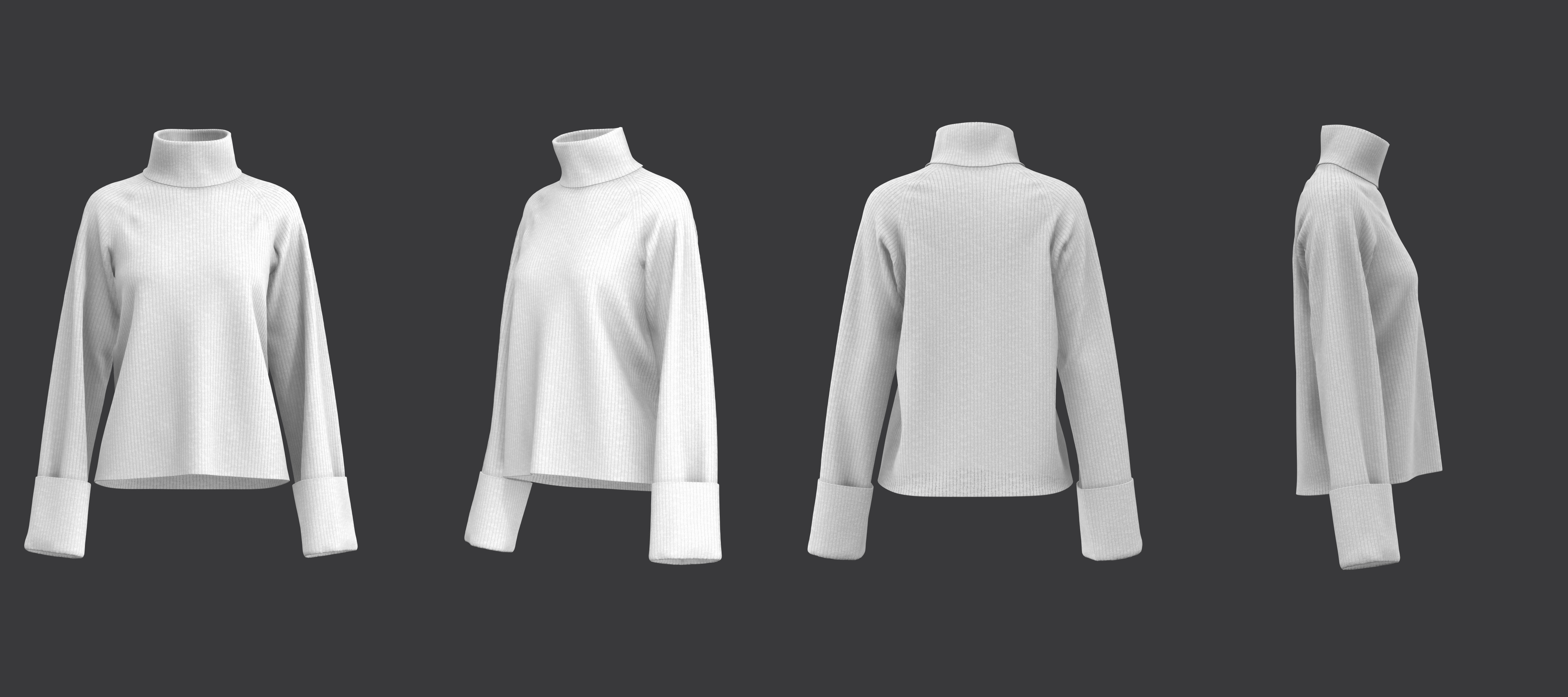 Turtleneck Sweater and Midi Skirt Set 3D model_21