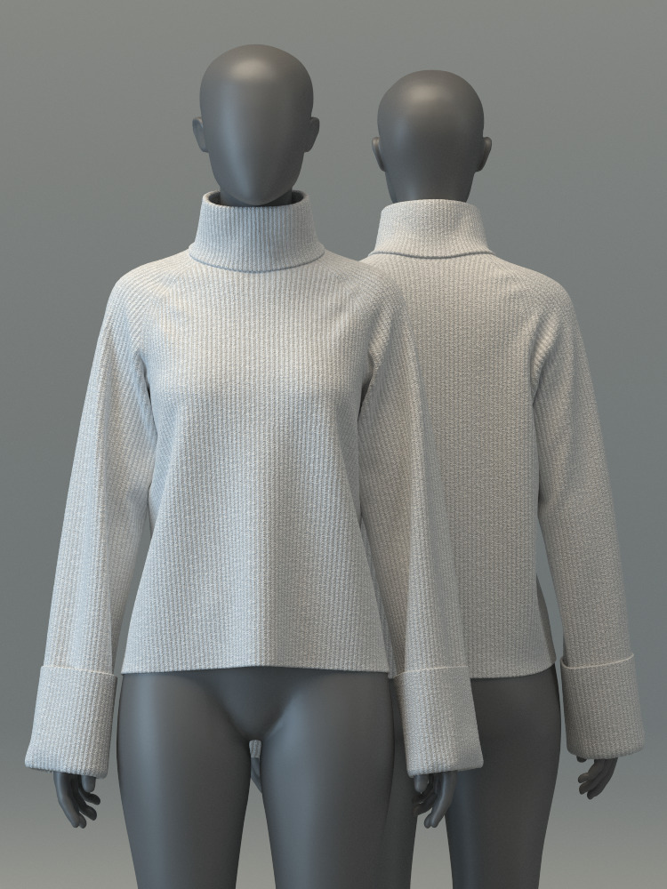Turtleneck Sweater and Midi Skirt Set 3D model_6