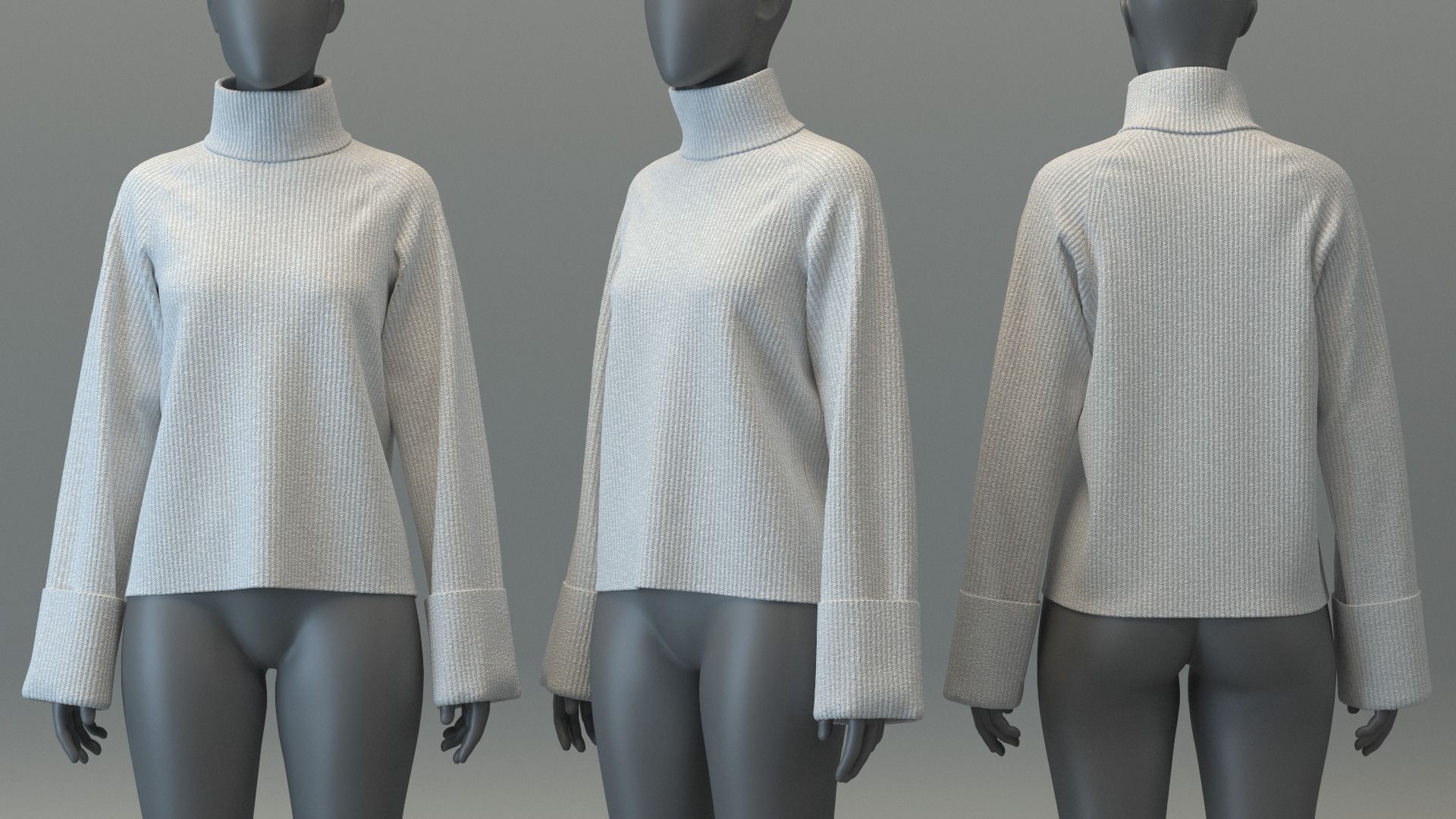 Turtleneck Sweater and Midi Skirt Set 3D model_2