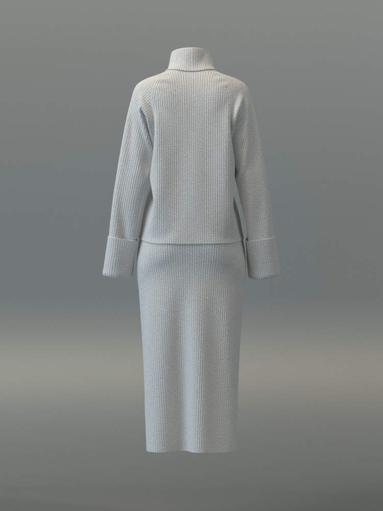 Turtleneck Sweater and Midi Skirt Set 3D model_13